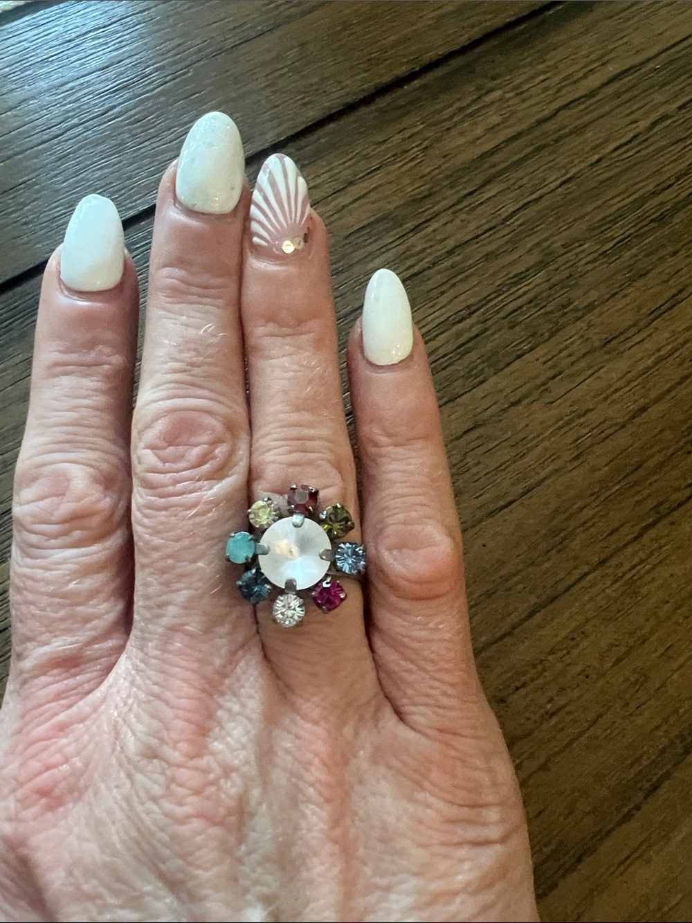 Authentic Sabika Multicolor Swarovski Crystal Flower daisy Ring